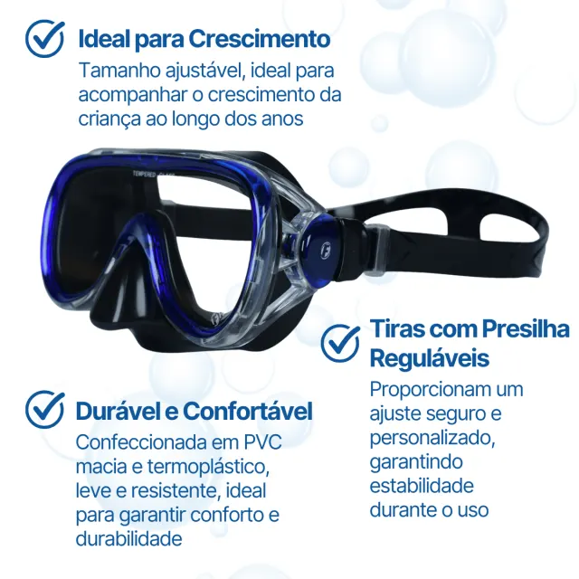 Kit de Mergulho Infantil Fun Dive Búzios com Máscara de Vidro Temperado e Snorkel Semi Seco - Imagem 4