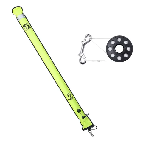 Spool + Deco Marker Fun Dive, Carretilha 45m e Bóia 180cm Amarelo