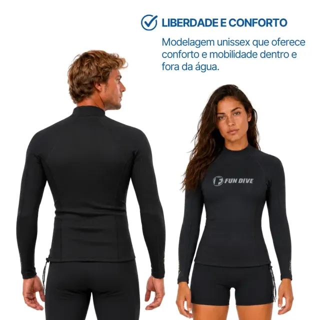 Camiseta Neoprene 1,5mm Fun Dive Vest Manga Longa com Braços Stretch - Imagem 5