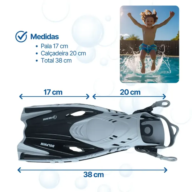 Kit de Mergulho Infantil Fun Dive: Máscara Búzios + Snorkel SK-03 + Nadadeira Dolphin - Imagem 24