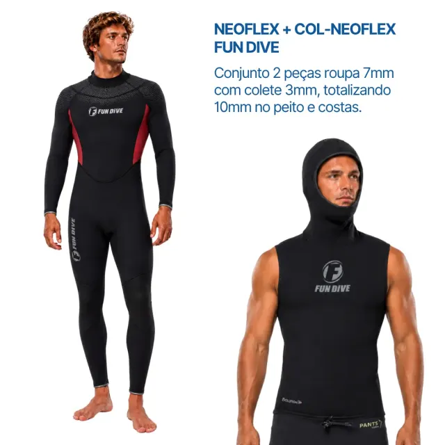 Kit Roupa de Mergulho Fun Dive Neoflex 7mm com Colete e Capuz - Imagem 9