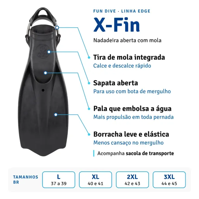 Nadadeira de Mergulho Fun Dive X-Fin · Borracha com Tira de Mola Integrada - Imagem 6