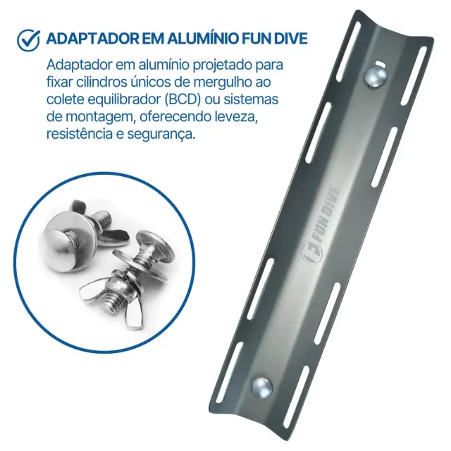 Kit Back Plate Alumínio Fun Dive com Adaptador para Cilindro Simples - Imagem 10