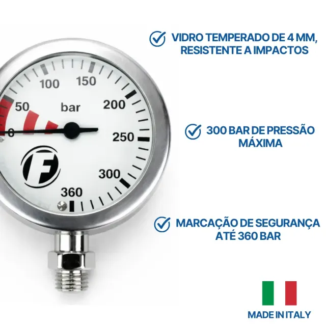 Manômetro Fun Dive 300 Bar com Mostrador de 6cm sem Mangueira - Imagem 2