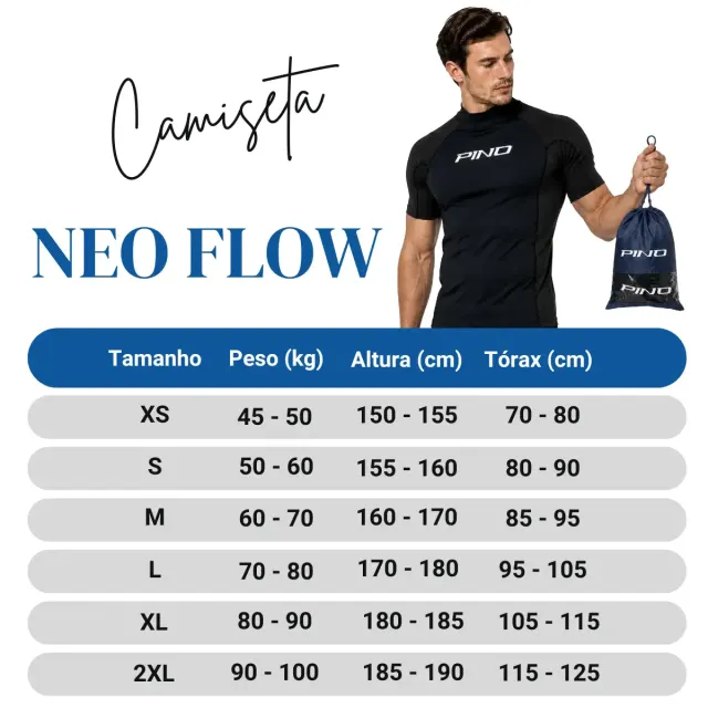 Camiseta Lycra Neoprene 2mm Pino Neo Flow UV50+ Manga Curta Masculina Surf Natação - Imagem 7