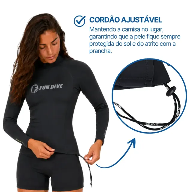 Camiseta Neoprene 1,5mm Fun Dive Vest Manga Longa com Braços Stretch - Imagem 4