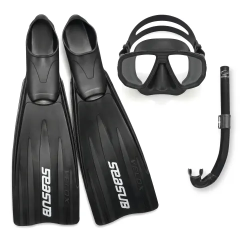 Kit de Mergulho Dua Velox Seasub — Máscara, Snorkel e Nadadeira Fechada