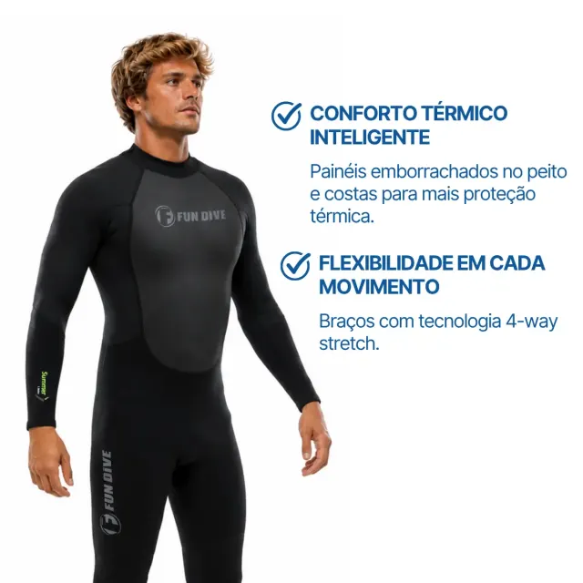 Roupa de Mergulho Neoprene 1.5mm Fun Dive Summer — Macacão Longo Unissex - Imagem 3