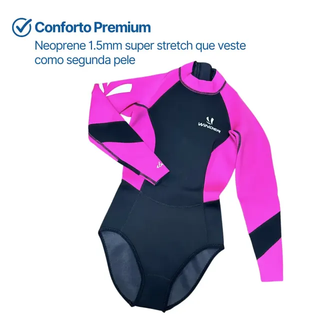 Maiô Neoprene Feminino Winder ELA 1.5mm Manga Longa Super Stretch 4 Way - Imagem 13
