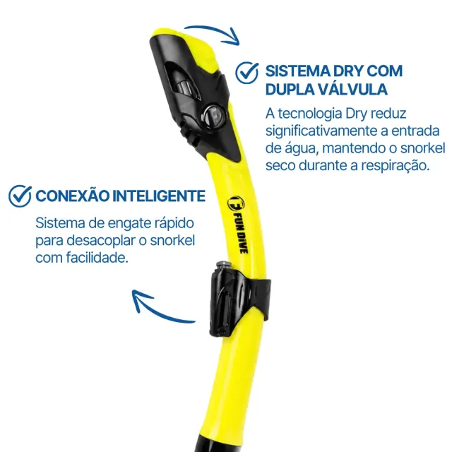 Snorkel Respirador SK-10 Dry Fun Dive com Sistema Dry Top para Mergulho e Snorkeling - Imagem 15