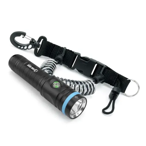 Kit Lanterna de Mergulho Fun Dive NOVA 2600 Lúmens com Retrator com Mola R-10