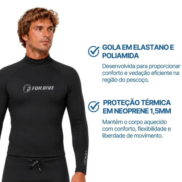Camiseta de Neoprene 1,5mm Manga Longa Térmica Fun Dive COL-05 - Imagem 3