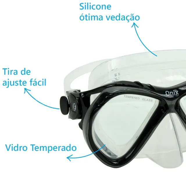 Kit Máscara Onix + Snorkel SK-09 Fun Dive em Silicone para Mergulho, Snorkeling e Pesca Submarina - Imagem 33