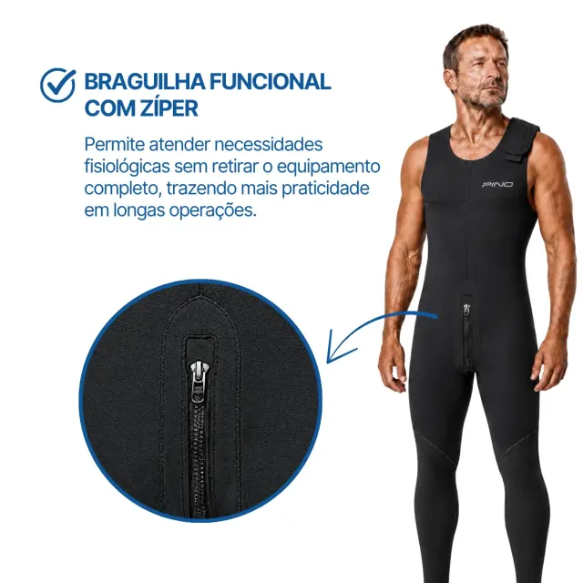 Roupa de Neoprene 9mm Pino Dourado para Mergulho Comercial e Garimpo Subaquático - Imagem 7