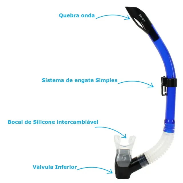 Kit Máscara e Snorkel Fox SK-07 Fun Dive com Vidro Temperado e Dupla Válvula - Imagem 5