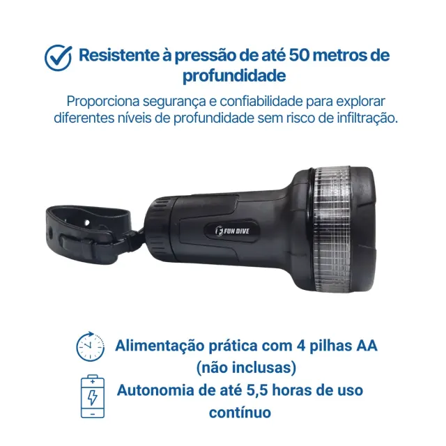 Lanterna de Mergulho Thor LED Fun Dive 150 Lumens à Prova d'Água até 50 m - Imagem 10