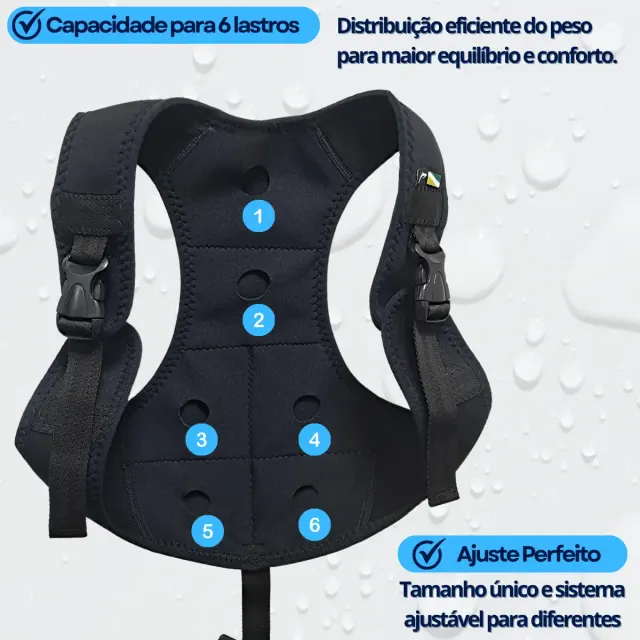 Colete de Lastro Pino em Neoprene para até 6 Lastros de 500 g - Imagem 2