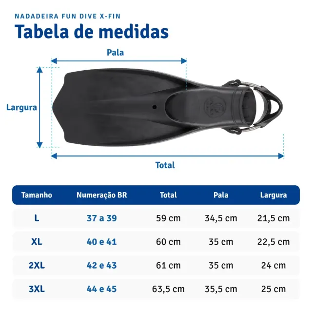 Nadadeira de Mergulho Fun Dive X-Fin · Borracha com Tira de Mola Integrada - Imagem 7