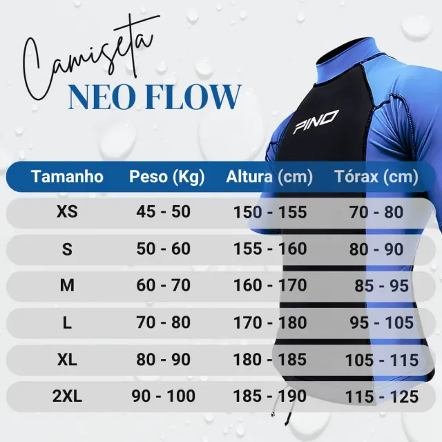 Camiseta Lycra Neoprene 2mm Pino Neo Flow UV50+ Manga Curta Masculina Surf Natação - Imagem 15