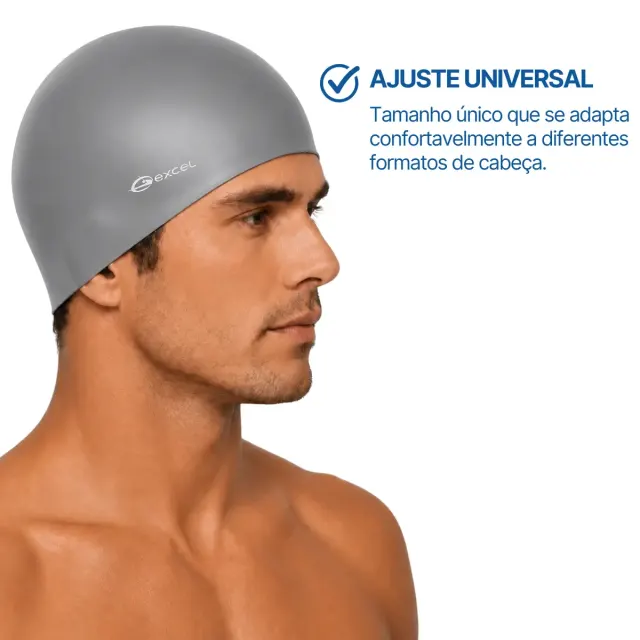 Kit Touca de Natação SC-01 com Protetor de Ouvido e Nariz Excel | Silicone para Piscina - Imagem 4