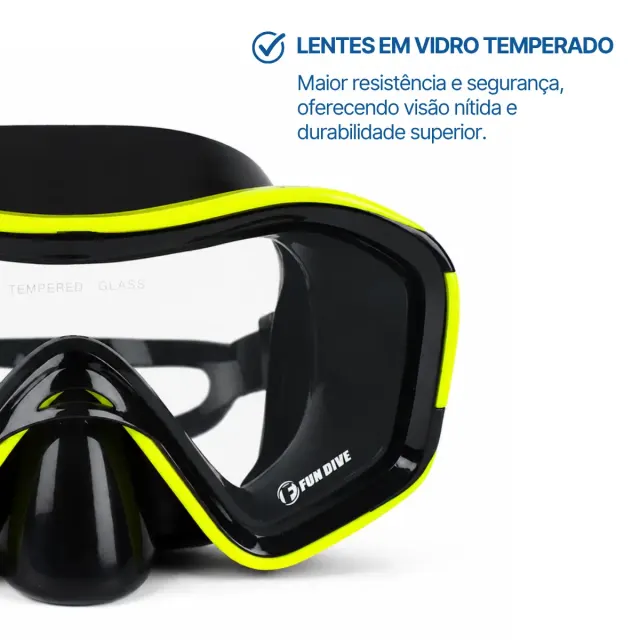 Kit Mergulho Fun Dive Máscara Rio + Snorkel SK-09 para Snorkeling, Apneia e Pesca Submarina - Imagem 46