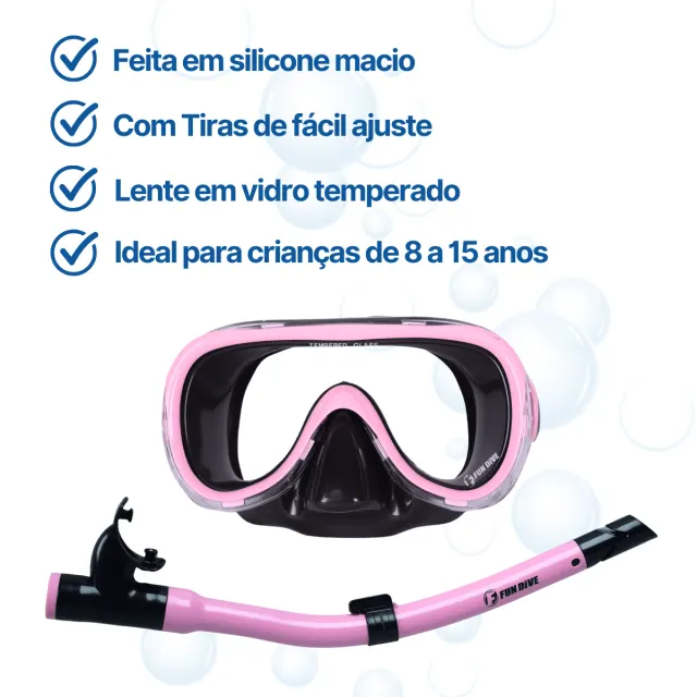 Kit de Mergulho Infantil Fun Dive Búzios com Máscara de Vidro Temperado e Snorkel Semi Seco - Imagem 10