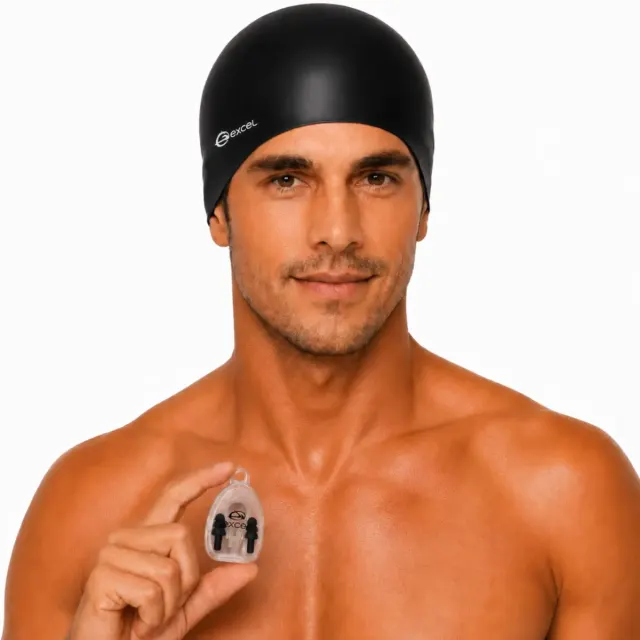 Kit Touca de Natação SC-01 com Protetor de Ouvido e Nariz Excel | Silicone para Piscina - Imagem 19