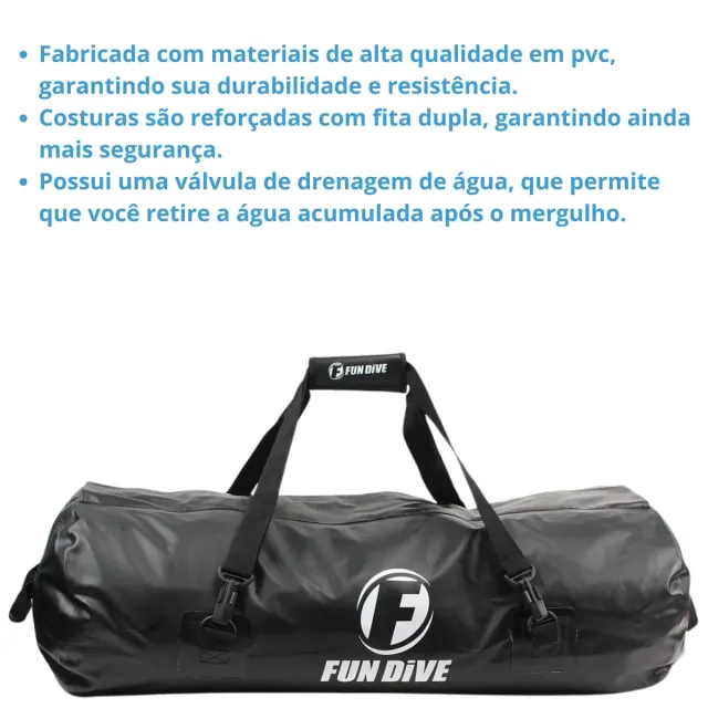 Bolsa Estanque BG-03 Fun Dive em PVC para Equipamento de Mergulho — 93kg - Imagem 6