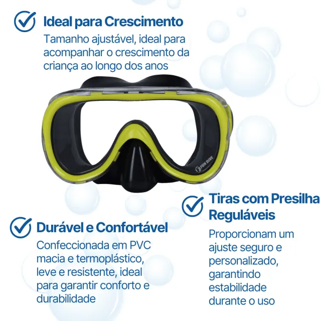 Kit de Mergulho Infantil Fun Dive Búzios com Máscara de Vidro Temperado e Snorkel Semi Seco - Imagem 8