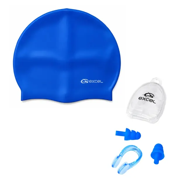 Kit Touca de Natação SC-01 com Protetor de Ouvido e Nariz Excel | Silicone para Piscina - Imagem 11