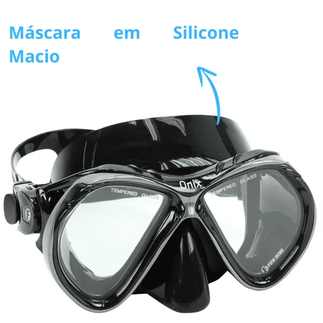 Kit Máscara Fun Dive Onix com Snorkel SK-10 Dry e Dupla Válvula - Imagem 3