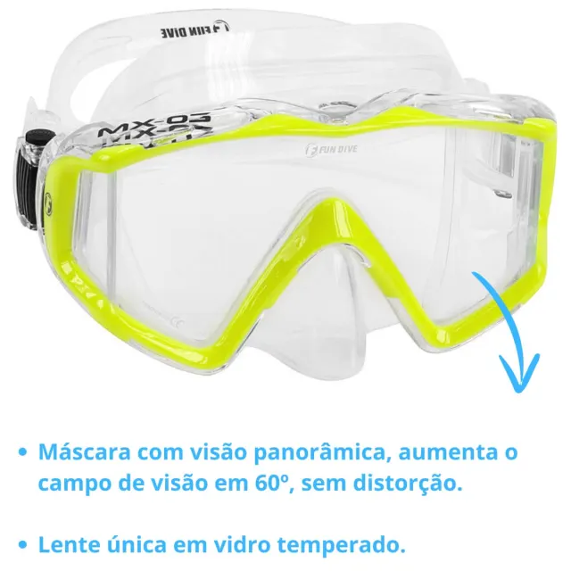 Máscara de Mergulho Panorâmica com Lente Única e Visão Lateral | Silicone Silsoft - Imagem 10