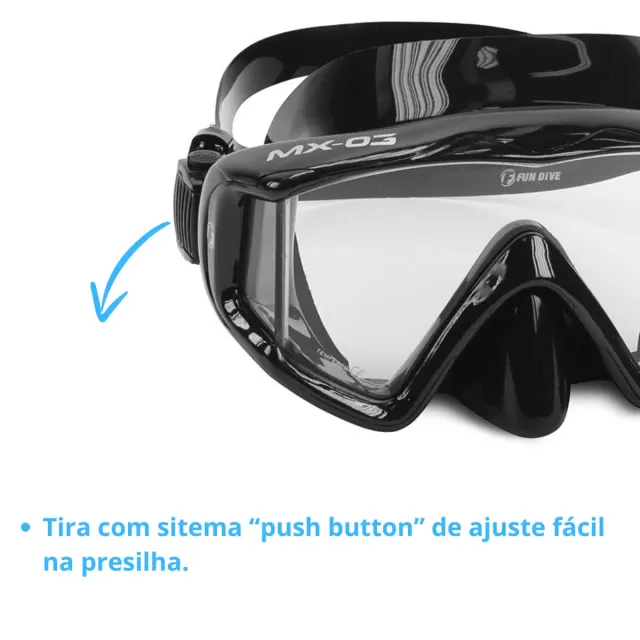 Máscara de Mergulho Panorâmica com Lente Única e Visão Lateral | Silicone Silsoft - Imagem 15