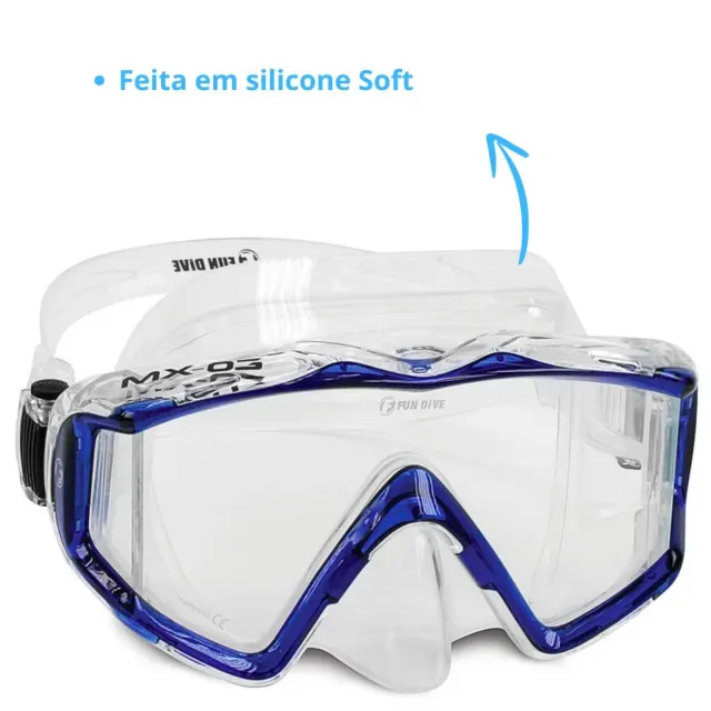 Máscara de Mergulho Panorâmica com Lente Única e Visão Lateral | Silicone Silsoft - Imagem 24