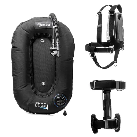 Kit Colete Asa 30 lbs Fun Dive - Backplate, Harness e Adaptador para Cilindro Simples