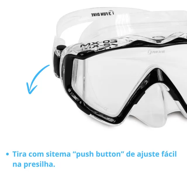 Máscara de Mergulho Panorâmica com Lente Única e Visão Lateral | Silicone Silsoft - Imagem 19