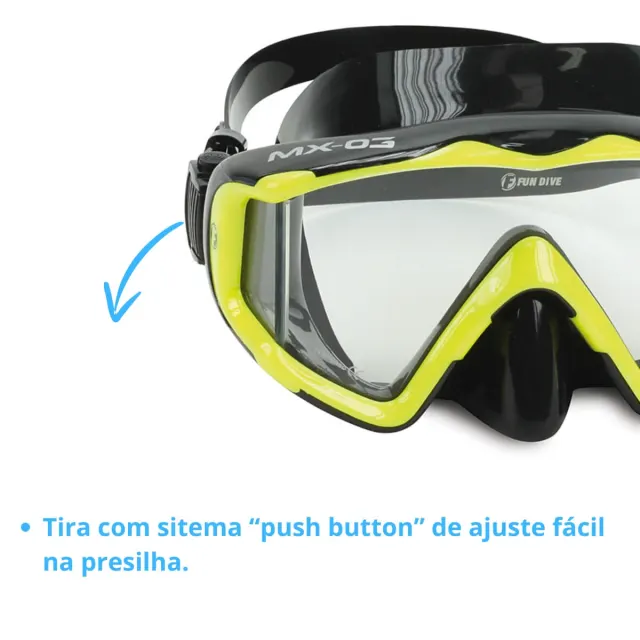 Máscara de Mergulho Panorâmica com Lente Única e Visão Lateral | Silicone Silsoft - Imagem 4
