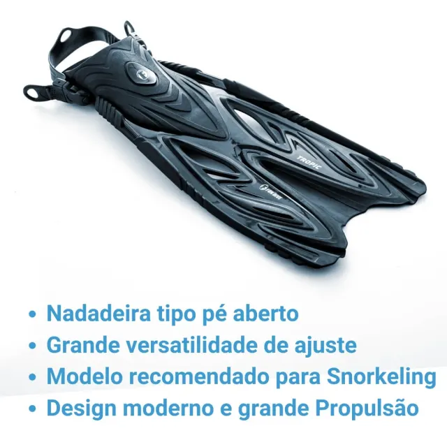 Nadadeira Fun Dive Tropic Pé Aberto para Mergulho, Snorkeling e Esportes Aquáticos - Imagem 7