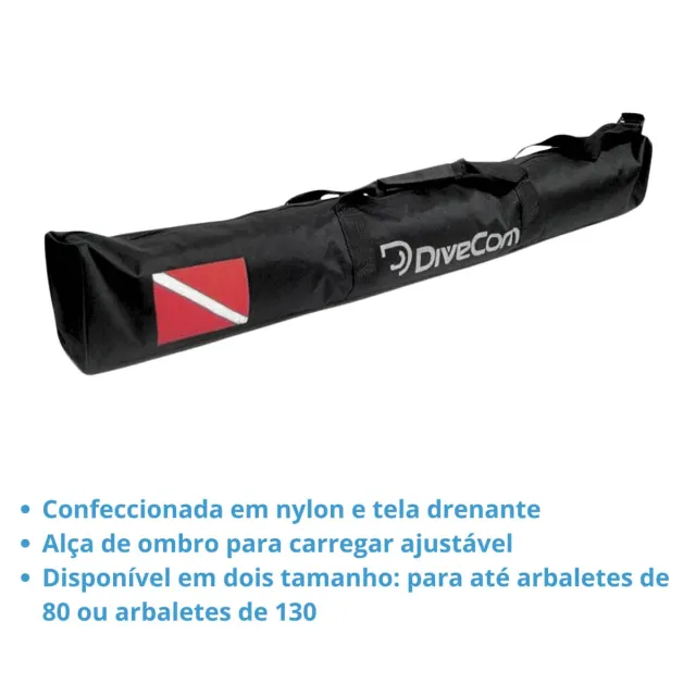 Bolsa para Arbaletes de Pesca Sub Divecom em Nylon com Tela Drenante | Transporte Seguro para Arbaletes até 80 e 130 cm - Imagem 2