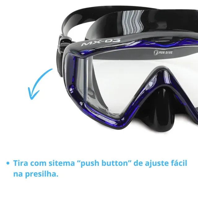 Máscara de Mergulho Panorâmica com Lente Única e Visão Lateral | Silicone Silsoft - Imagem 8