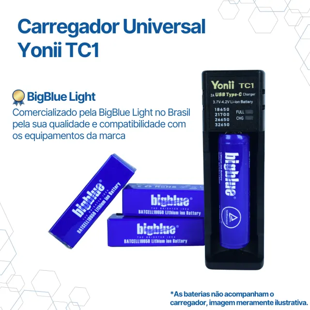BATCHRUSB CARREGADOR YONII TC1 2A USB-C BATERIA LI-ION UNIVERSAL - Imagem 2