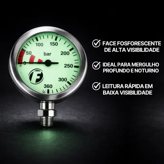 Manômetro Fun Dive 300 Bar com Mostrador de 6cm sem Mangueira - Imagem 3