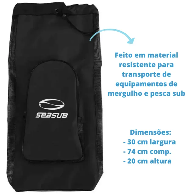 Mochila Drenante Seasub para Mergulho e Pesca Sub — Nylon 420 Plastificado com Ventilação - Imagem 5