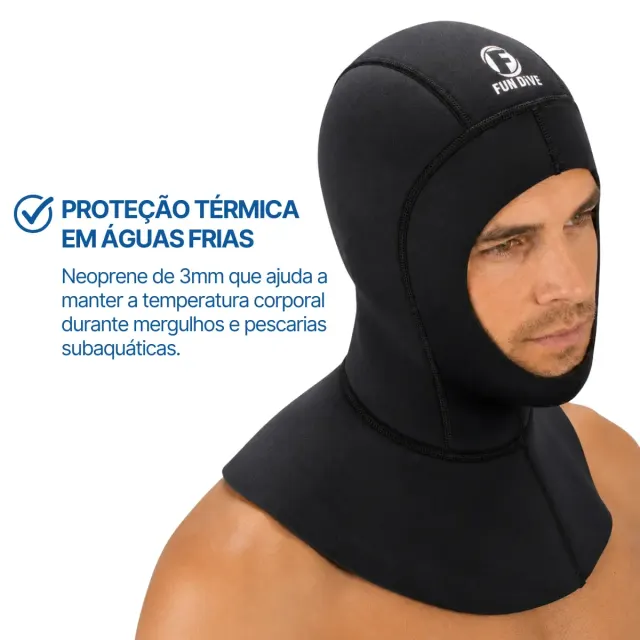 Capuz de Neoprene 3mm Fun Dive para Mergulho e Pesca Sub - Imagem 5