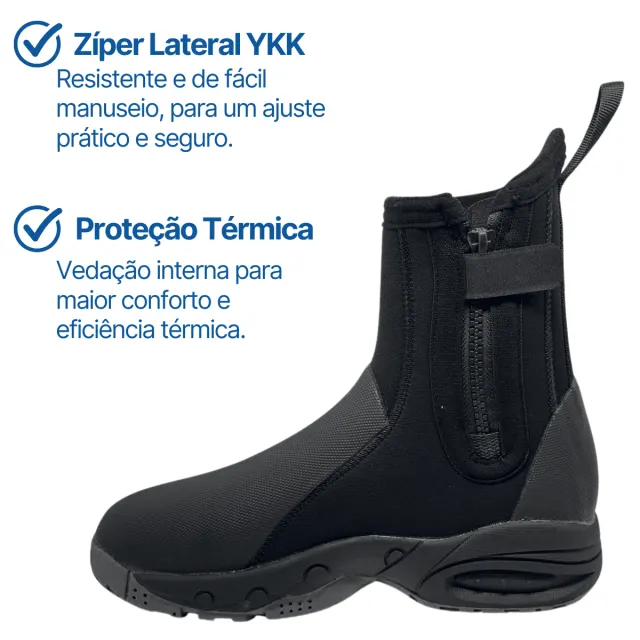 Bota de Neoprene Semi-Seca 5mm para Mergulho Fun Dive B-03 Zíper YKK - Imagem 4