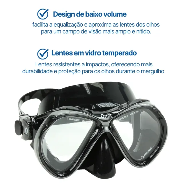 Kit Máscara Fun Dive Onix com Snorkel SK-07, Válvula e Quebra-Onda - Imagem 2