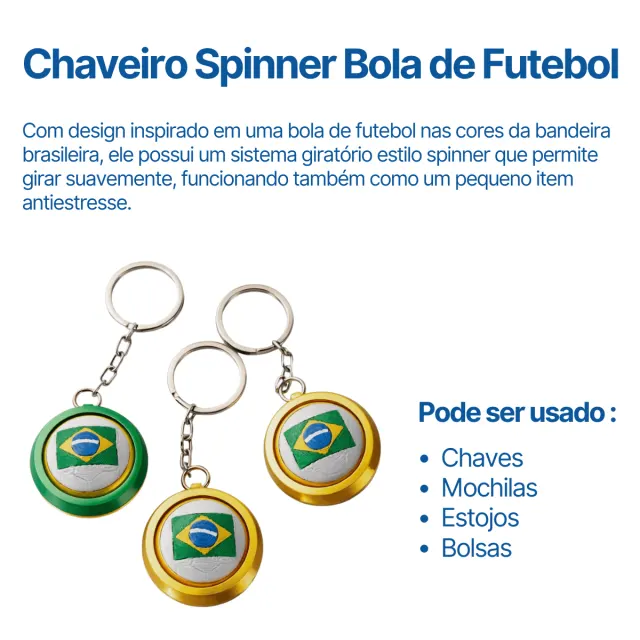 CHAVEIRO 3D, Spinner Bola Brasil - Imagem 2