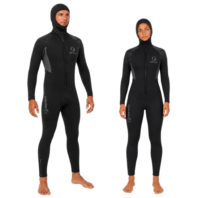 Kit Roupa de Mergulho Fun Dive Rocas Zip 5mm com Colete e Capuz - Imagem 1