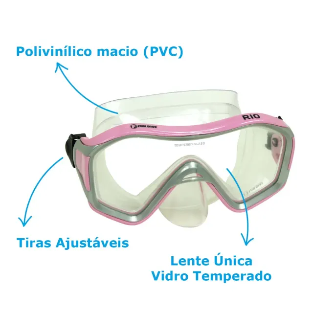 Kit Mergulho Fun Dive Máscara Rio + Snorkel SK-09 para Snorkeling, Apneia e Pesca Submarina - Imagem 30