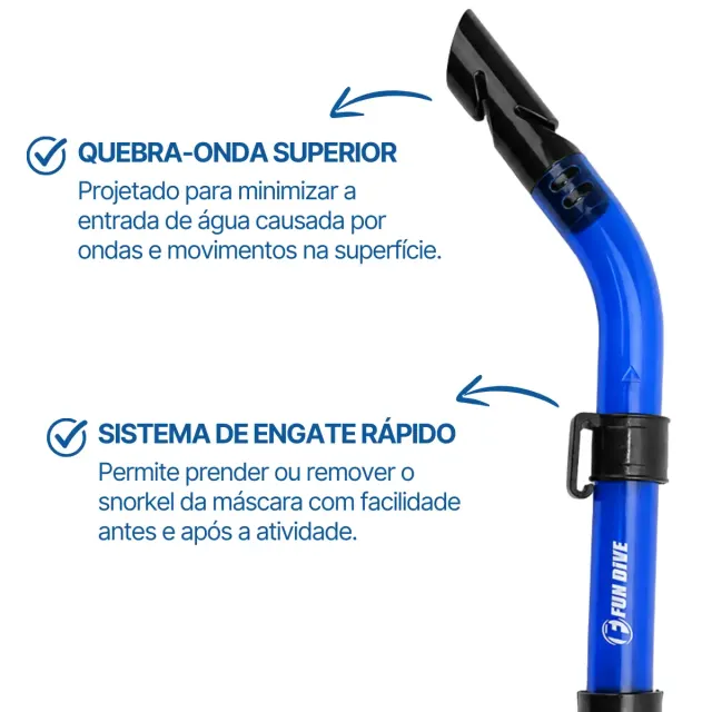 Kit Mergulho Fun Dive Máscara Rio + Snorkel SK-09 para Snorkeling, Apneia e Pesca Submarina - Imagem 40